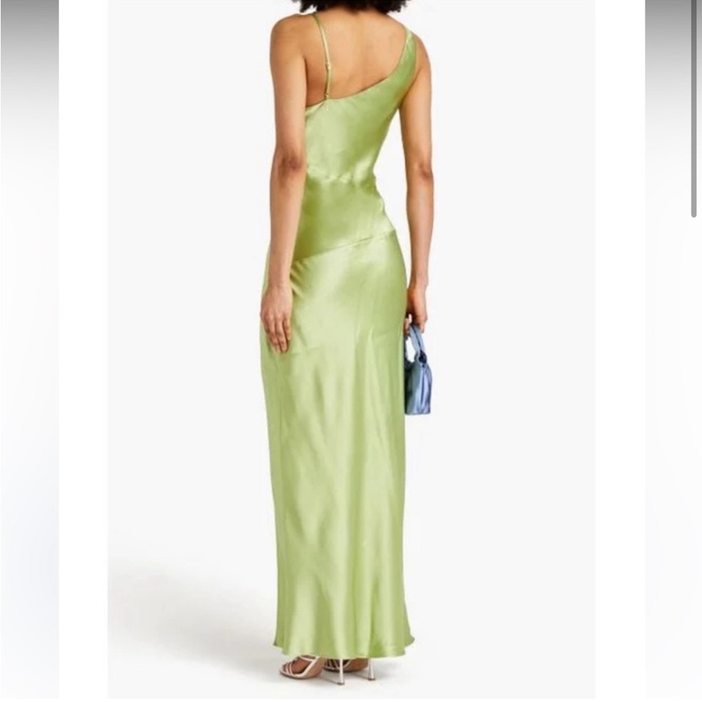 NICHOLAS Ariah Draped Satin Maxi Dress Limelight Green Women’s Size 8 NEW - Picture 4 of 4